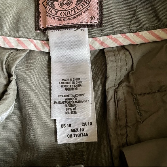 Juicy Couture Women Green Khaki Shorts - Size 10 - Picture 9 of 9